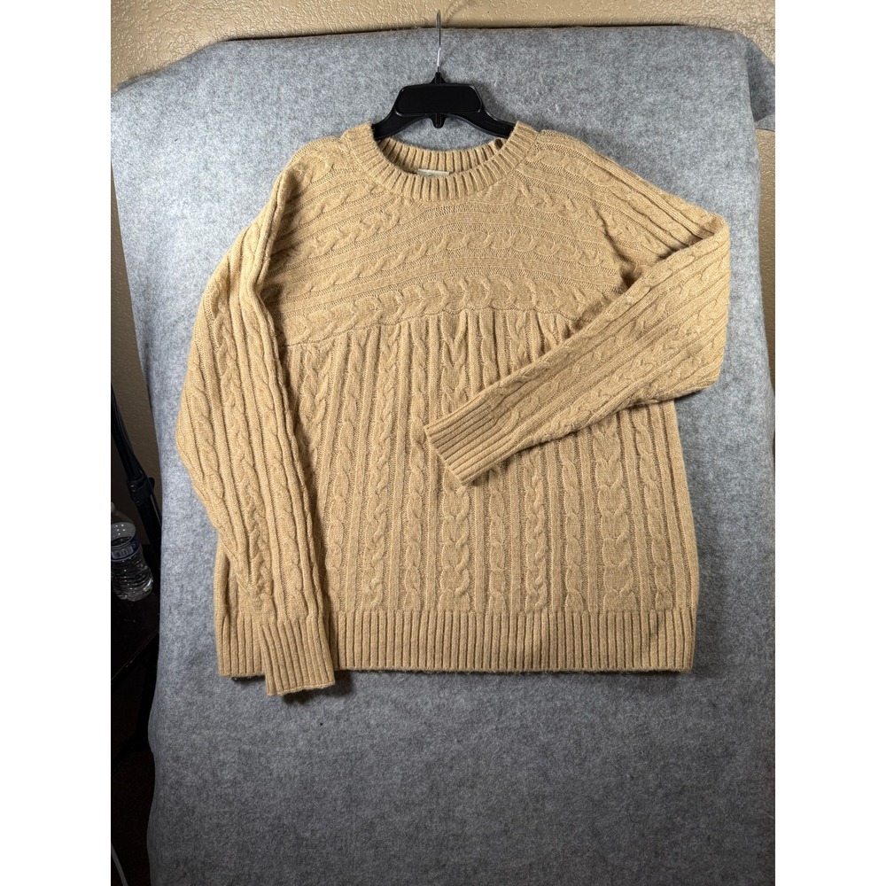 St Johns Bay Womens‎ Camel Tan Cable Knit Crewneck Sweater Long Sleeve Large